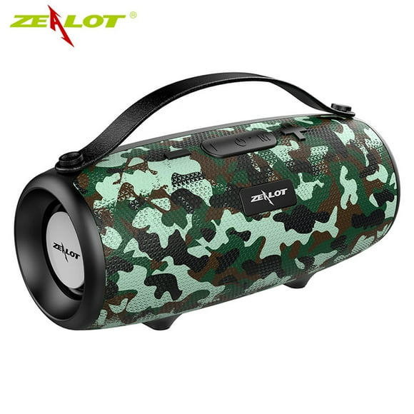 ZEALOT S34 Black Camouflage Portable Wireless Hifi Speaker Bluetooth Speaker Subwoofer Speakers with Mic Support TF Card,AUX,USB Flash Drive.