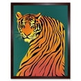 thumbnail image 1 of Modern Tiger Portrait on Teal Orange Bold Art Print Framed Poster Wall Decor 12x16 inch, 1 of 5