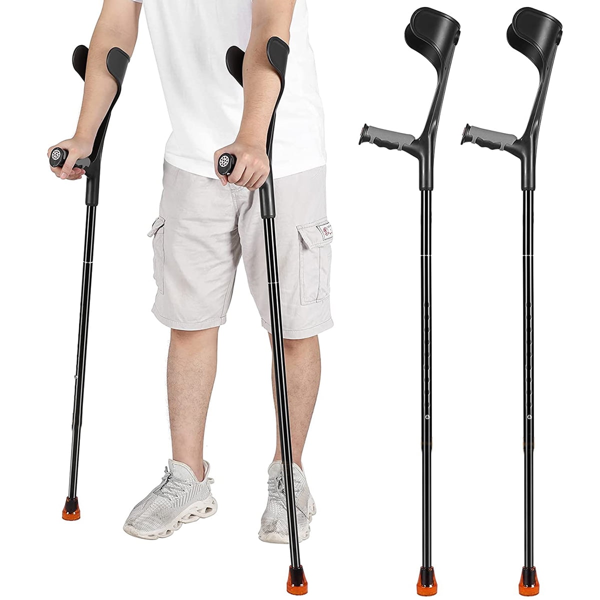 Adjustable Height Aluminum Alloy Adult Foldable Forearm Crutches Sticks 