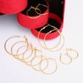 thumbnail image 2 of Grandest Birch 6Pairs/Set Circle Hoop Dangle Earrings Pendant for Female Daily Outfits Metal Gold, 2 of 8