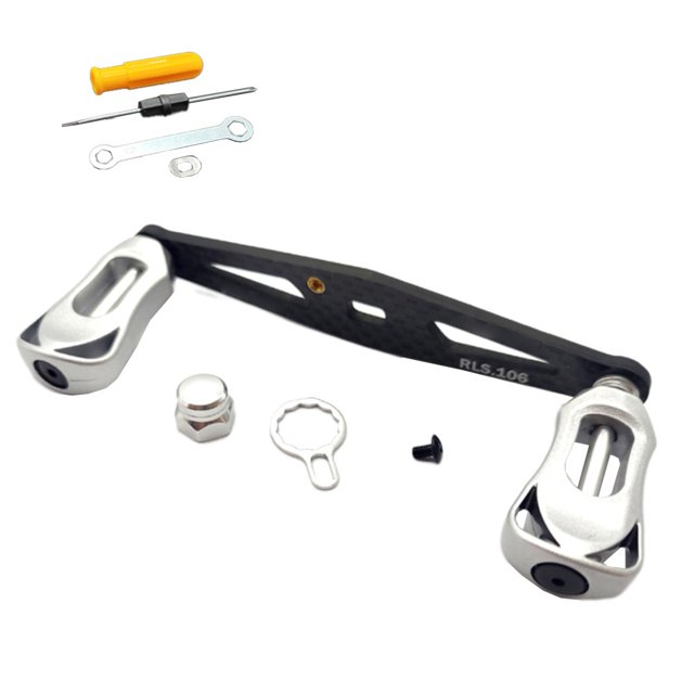 GLFILL Poignée de Bascule pour Moulinet Baitcasting Poignée de Bascule en Fibre de Carbone pour Prise de Pilule avec Roulement pour DAIWA Planche Droite Accessoires de Moulinet Argent Main Droite