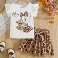 thumbnail image 2 of Staki Girls Summer Skirt Set Girls Skirt Sets Ruffle Short Sleeve Shirt Tiered Shirred Skirts Clothing Sets 2 Piece Summer Outfits for Kids 9M 12M 18M Coffee,3-4 Years, 2 of 8