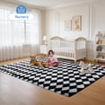thumbnail image 4 of CozyDesg Large Rugs,4'x6' Soft Fluffy Shag Indoor Floor Carpet for Living Room Bedroom Dining Room Office Home Decor,Black & White, 4 of 8