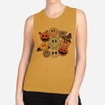 thumbnail image 2 of Halloween Smileys Women's Muscle Tank Small Antique Gold, 2 of 5
