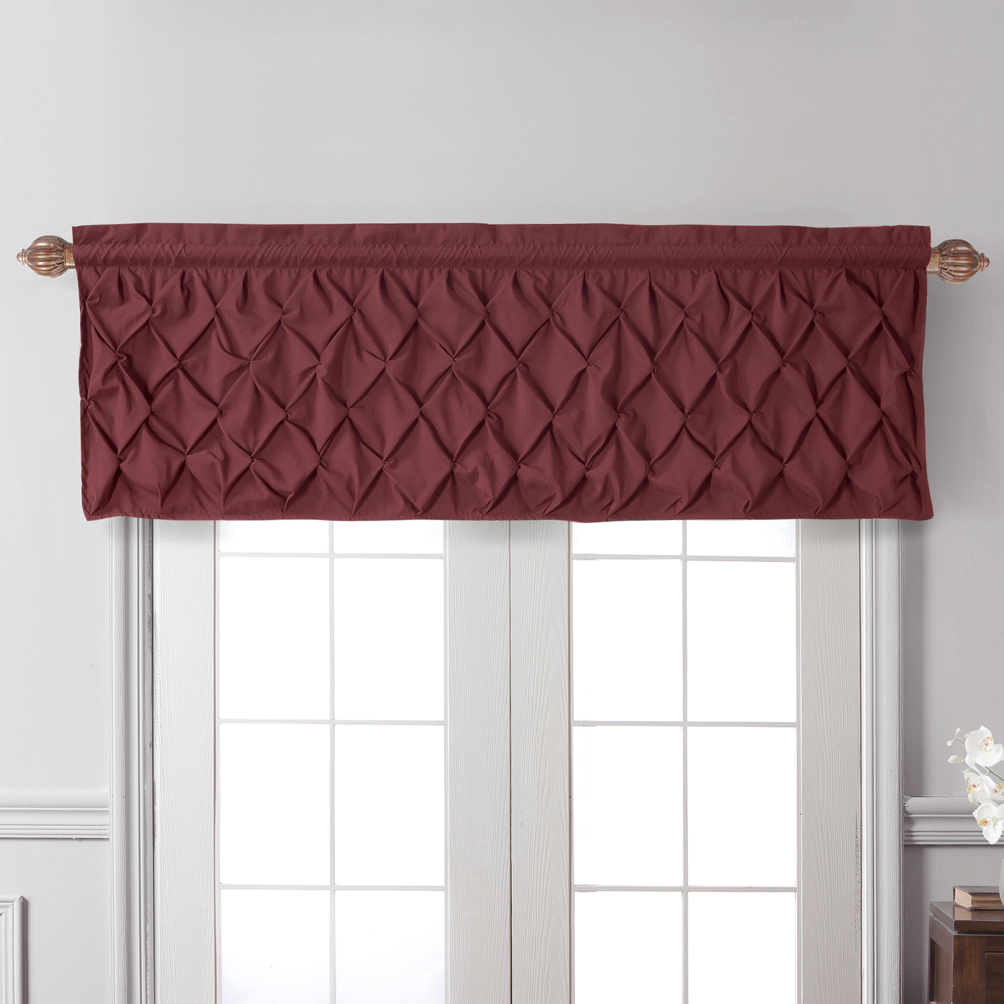 VCNY Home Carmen Burgundy Solid Color Rod Pocket Light-Filtering Curtain Valance, 60" x 20"