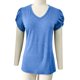 thumbnail image 2 of Gibobby Playera de manga corta con cuello en V Camiseta suelta informal con cuello en V para mujer, blusa manga corta con estampado(Azul,CH), 2 of 4