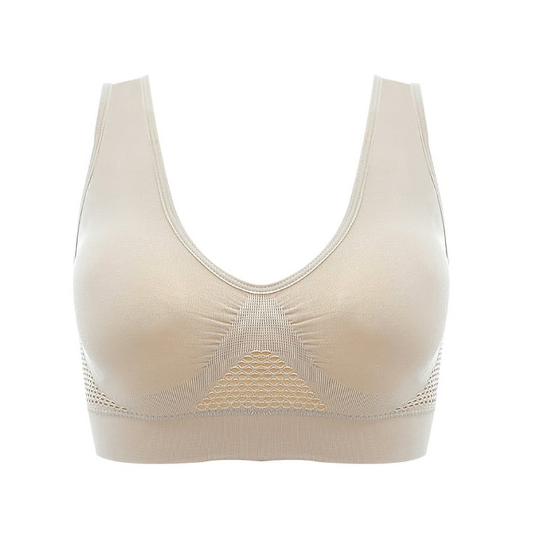 harmtty Women Bra Hollow Out Breathable Solid Color Padded