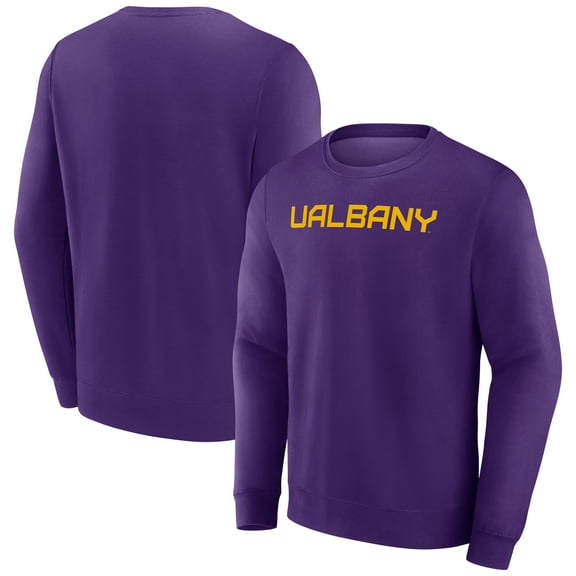 Men's Purple UAlbany Great Danes Short Name Fleece Pullover Sweatshirt