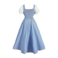 thumbnail image 5 of KICILVS Medieval Dress for Women Color Block Corset Lace Up Front Vintage Gingham Peasant Dress Halloween Party Festive Outfit, 5 of 6