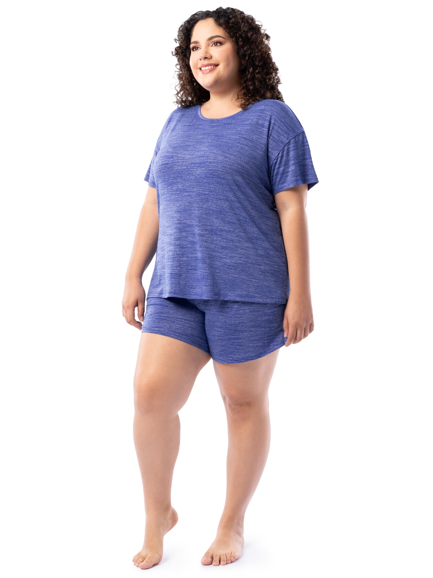 Fruit of the Loom Women's Soft and Breathable Short Sleeve Crew Top & Pajama Short Set, Sizes S-4X