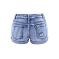 thumbnail image 2 of hirigin Women Ripped Denim Jean Shorts Mid Waist Rolled Cuff Distressed Stretchy Short Jeans Summer Jeans, 2 of 8
