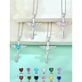 thumbnail image 4 of VESITIM Angel Wings Cross Necklace 925 Sterling Silver Heart Pendant Birthstone Created Amethyst Religious Jewelry for Women, 4 of 7