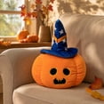 thumbnail image 4 of Euahivb Halloween Pumpkin Stuffed Toy Plush Pillow 13.8 x 13.8 Inch Soft Cushion with Blue Witch Hat for Couch Living Room Spooky Seasonal Decor, 4 of 7