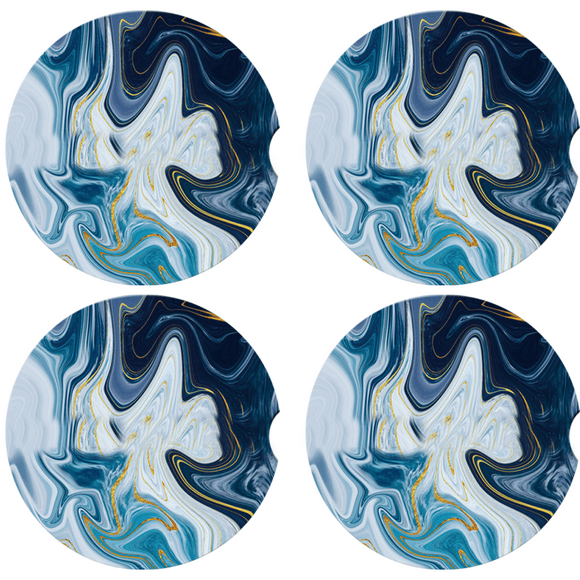 Marble Coasters for Drinks Absorbent Modern Abstract Ceramic Coaster Set Cork Back Glitter