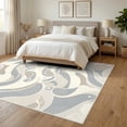 thumbnail image 3 of ODIKA 6'x9' Ultra-Soft Area Rug, Abstract Dreamy Cream Dot Motif Asymmetric Geometric Boho Galaxy None Washable, Bare feet friendly, Silk-Touch for Guest Room, Bedroom, 3 of 7