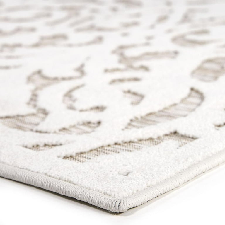 My Texas House Lady Bird 9' X 13' Driftwood Damask Outdoor Rug