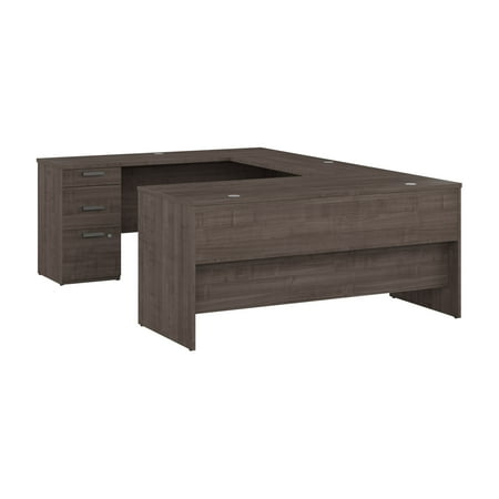 UPC: 0063753069137 | Bestar Ridgeley 65W U Shaped Desk in medium gray maple