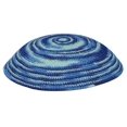 thumbnail image 1 of Kipá Zion Judaica tejido a mano azul 15 cm con clip, 1 of 1