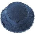 thumbnail image 5 of Kukuzhu Frayed Denim Bucket Hat Distressed Jean Fisherman Cap Wide Brim Boonie Sun Hat Packable Beach Cap for Women Men, 5 of 7