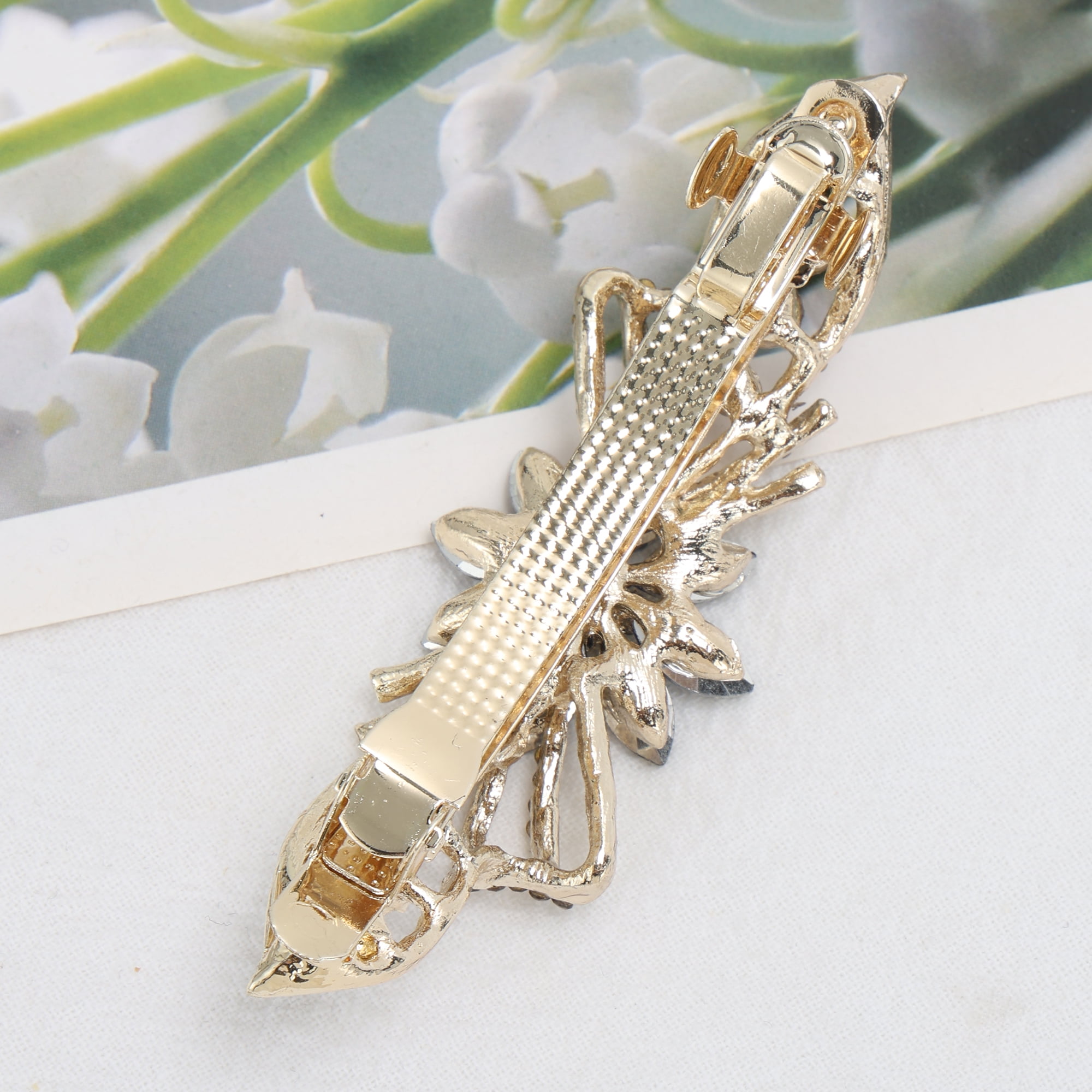 Unique Bargains Flower Rhinestone Barrettes Stylish Hair Blue