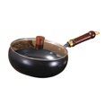 thumbnail image 2 of 945 Manual de sartén Wok Forjing Pan de hierro Mango de madera Mango multifuncional sin cocción con recubrimiento de cocción para acampar para la tapa de vidrio, 2 of 8