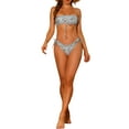 thumbnail image 2 of Conjuntos de bikini de dos piezas con tirantes y estampado floral, parte inferior triangular con lazo, trajes de baño blancos, talla X-Small, 2 of 5