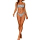 thumbnail image 2 of Conjuntos de bikini de dos piezas con tirantes y estampado floral, parte inferior triangular con lazo, trajes de baño blancos, talla X-Small, 2 of 5