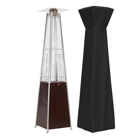 Pyramid Patio Heater, 48,000 Btu Outdoor Propane Patio Heater with Waterproof Cover & Wheels, Quartz Glass Tube Propane Heater, Bronze