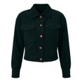 thumbnail image 6 of Women's Long Sleeve Button Down Jacket Solid Color Turndown Collar Casual Corduroy Outwear with Pockets XXL, 6 of 9
