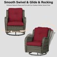 thumbnail image 5 of DREAMSIDEA 3PCS Outdoor Wicker Swivel Glider Sets,Rattan Outdoor Rocking Chairs, Patio Swivel Bistro Furniture Sets with Table for Backyard, Red, 5 of 8
