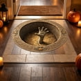 thumbnail image 5 of 3D Trap Halloween Circular Carpet – Skeleton Mummy Web Depth Illusion Rug, Soft Polyester Floor Mat for Bedroom Entrance, Non Shedding Holiday Decor Foot Pad, 5 of 6