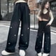 thumbnail image 5 of Pantalones vaqueros largos para niña, vaqueros bordados, pantalones largos, pantalones holgados para niña, pantalones de pierna recta, pantalones de pierna ancha, ropa de abrigo informal, pantalones p, 5 of 7