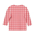 thumbnail image 5 of Ugoldhm Shirts for Girls Crewneck Plaid Summer Tunic Tops Casual Fall Kids 3/4 Sleeve Tees, 5 of 5