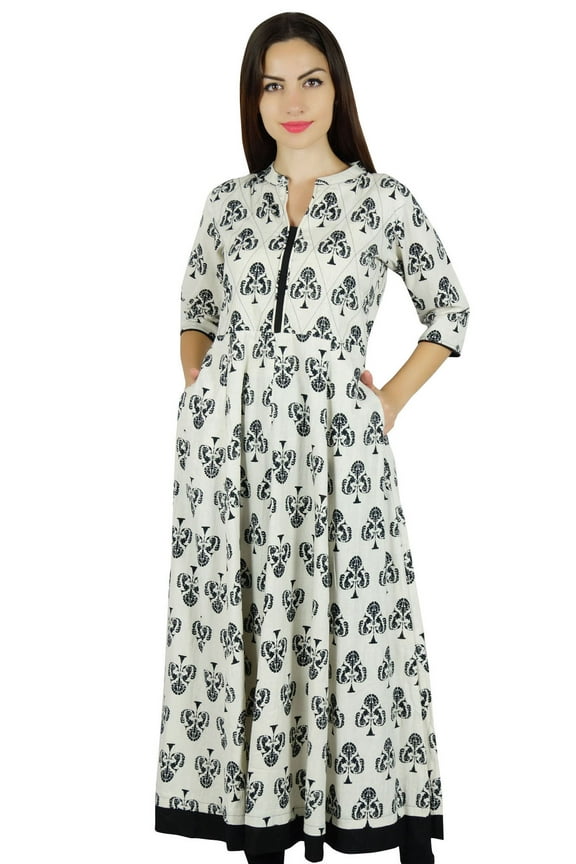 Women A-Line Anarkali Kurti Long With Pockets Designer Blouse