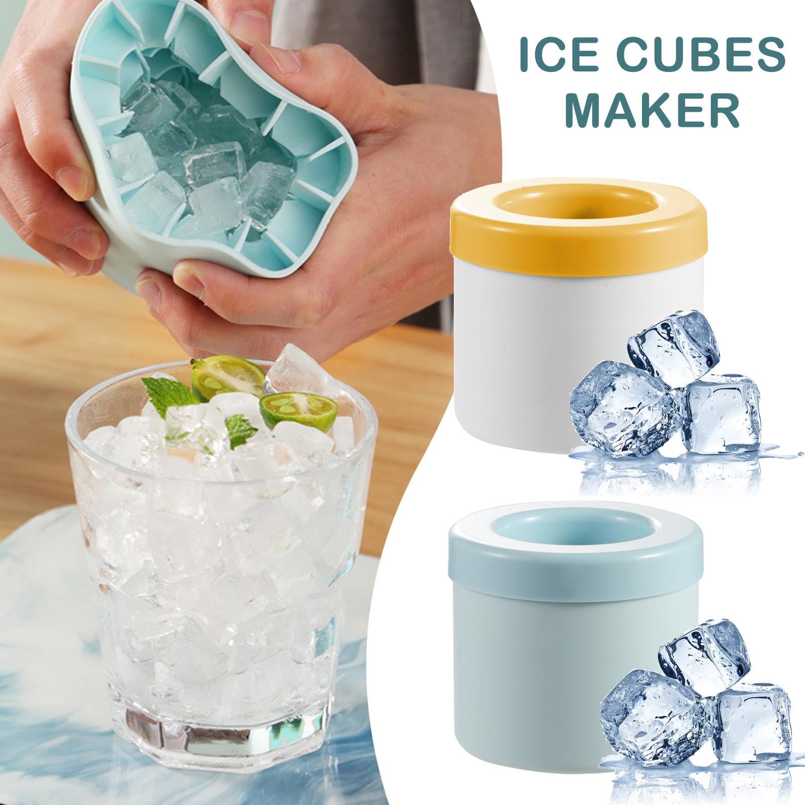 4cm Large Ice Block Mold Silicone Ice Cube Maker Square Frozen Ice Hockey  Molds for Whiskey Juice Coffee Drinks Ice Cream Tools