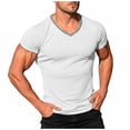 thumbnail image 3 of IhhxPro Men's Knit V-Neck Fitness Tee Quick Dry Stretchable Ribbed Workout Shirt Athletic Gym Activewear Slim Fit Casual Summer Training Top S-3XL, 3 of 9