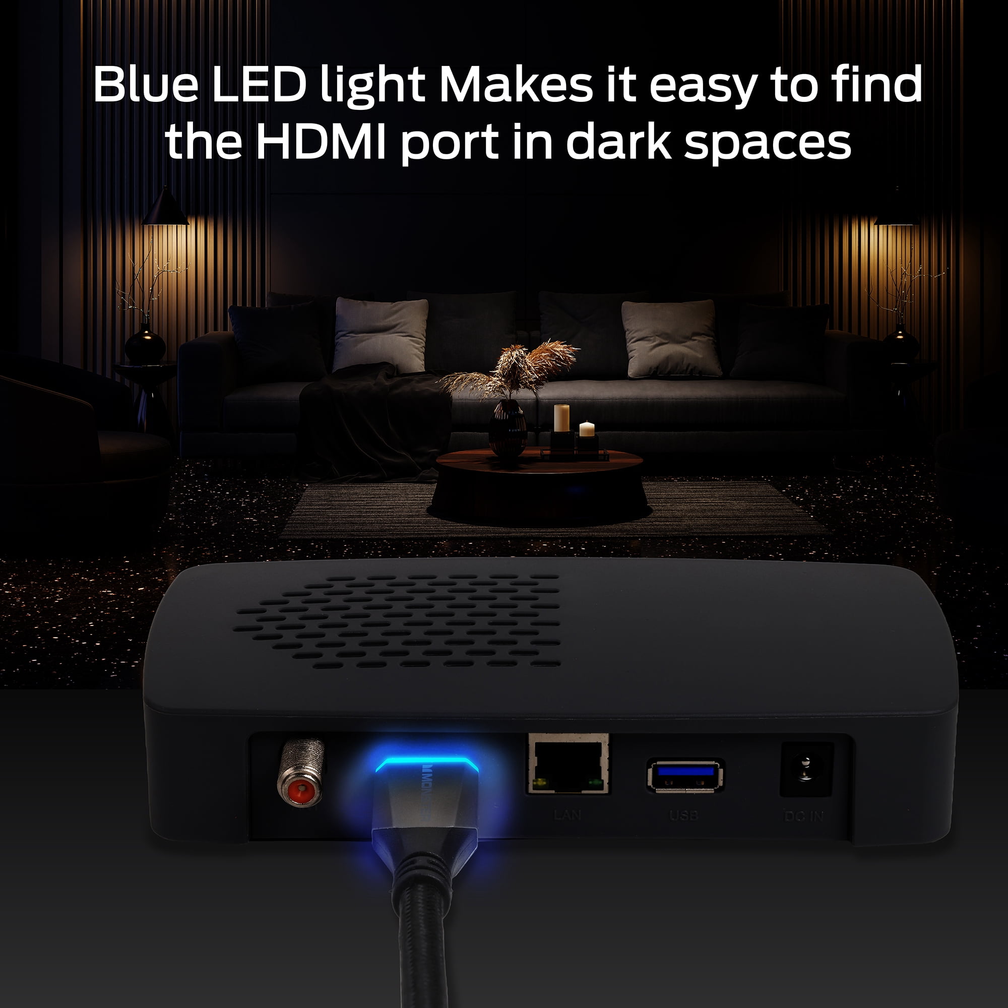 Monster 8K HDMI Cable 6 ft, Ultra High Speed HDMI 2.1 Cord with LED Illuminated Connectors, 48Gbps, 8K 60Hz & 4K 144Hz Gaming, HDR, Compatible with PS5, Xbox Series X, TVs, Monitors