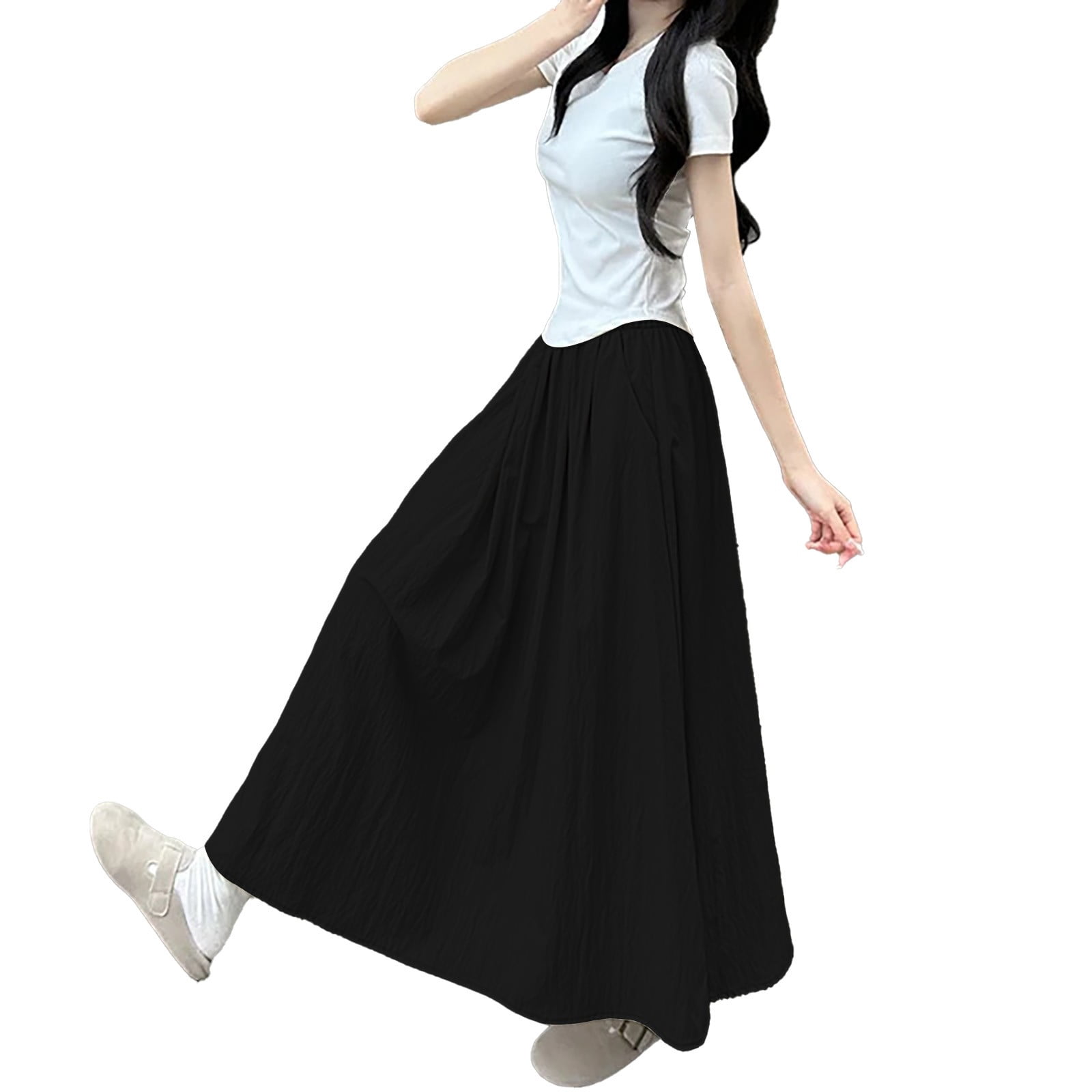 Womens Sweatpants Summer Simple & Fashion Wrinkle Long Skirt for