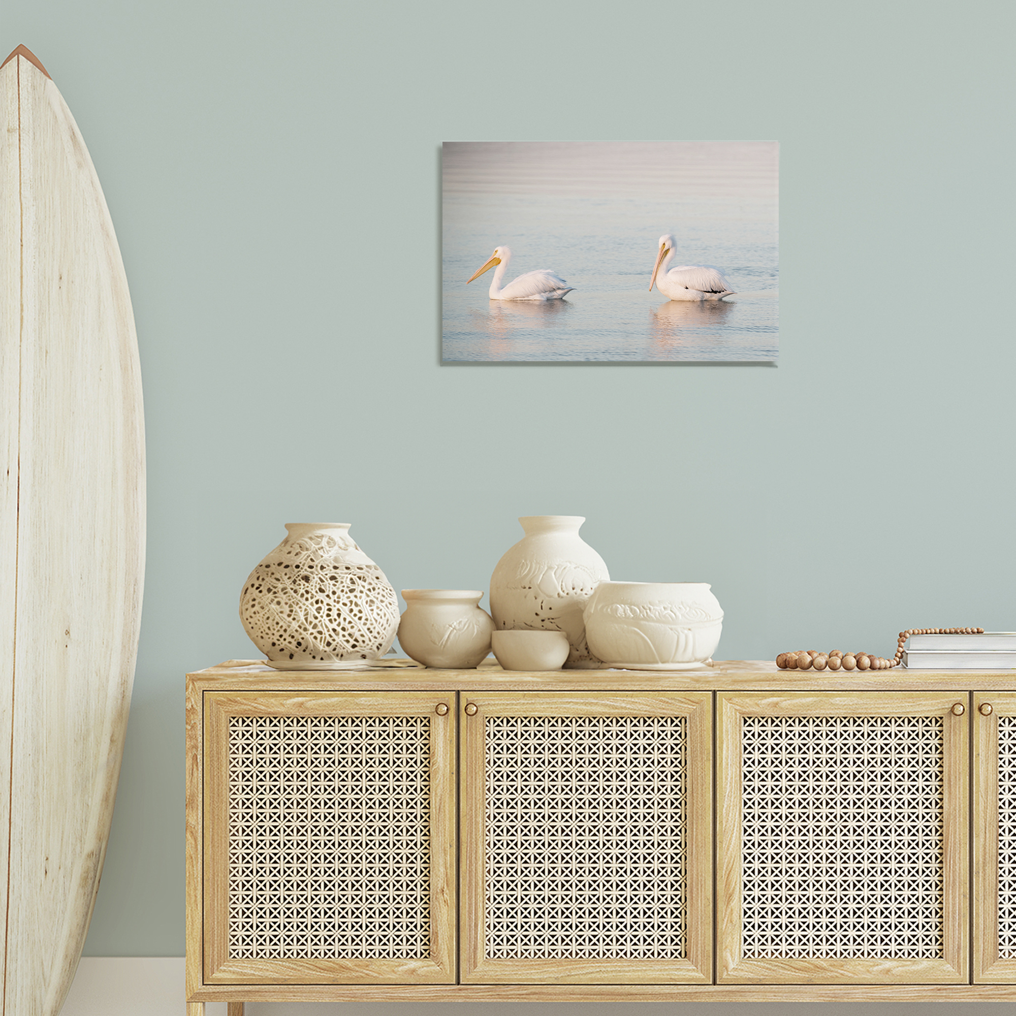 Stupell Industries Pelicans on Calm Waters Animals Photography Wrapped Canvas Art Print Wall Art, 24 x 16