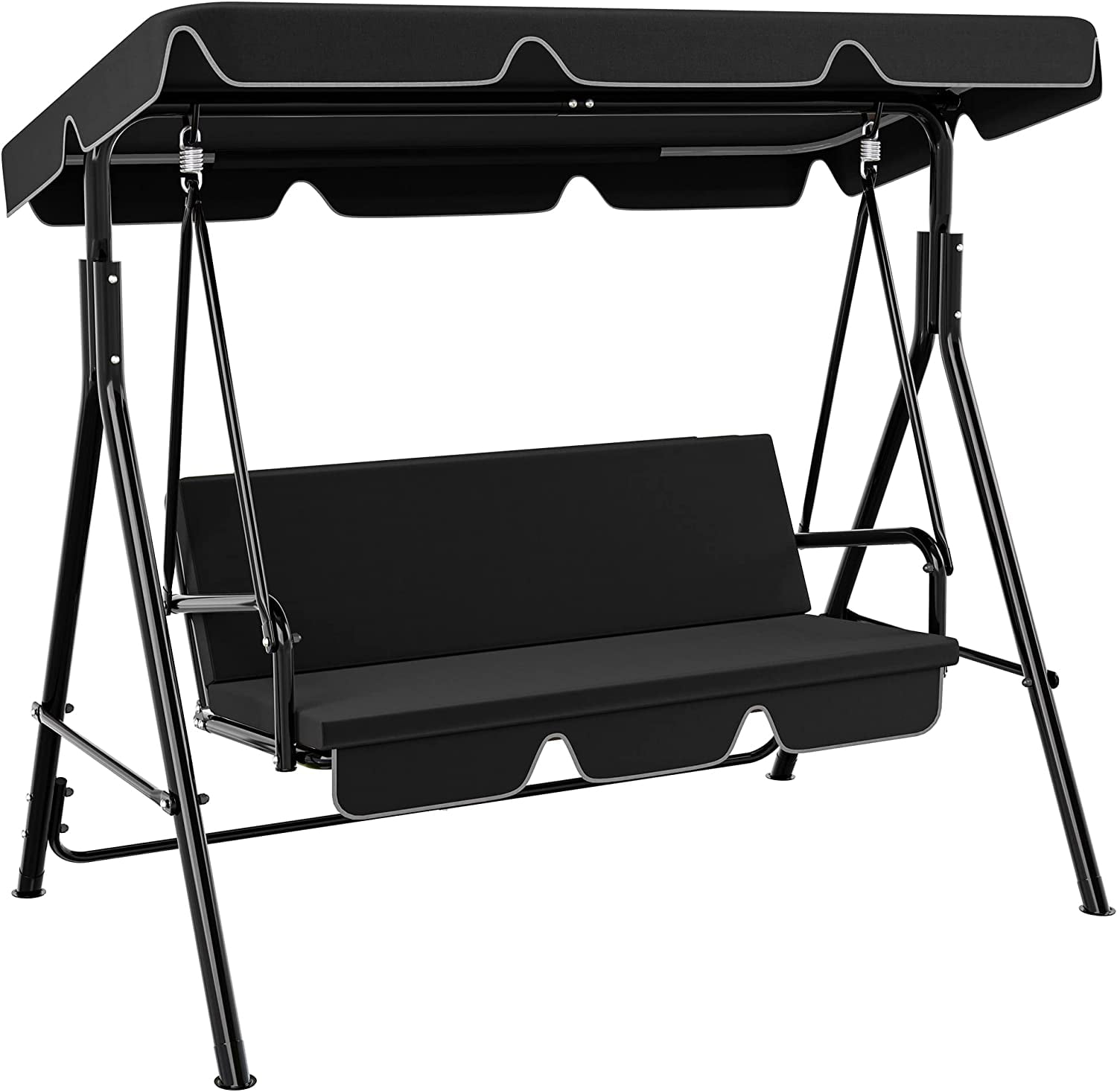 DWVO 3Seat Porch Swing Outdoor Heavy Duty Patio Swing Chair with Stand