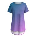 thumbnail image 4 of Pincandy Fashion Women Fashion Short Sleeve Round Neck Printed Long T-shirt Blouse Loose Tops,Sky Blue,XL, 4 of 4