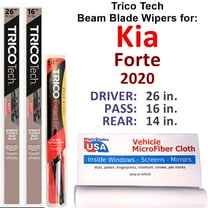 Beam Blade Wipers (Set of 3) w/Rear Wiper compatible with 2020 Kia Forte GT