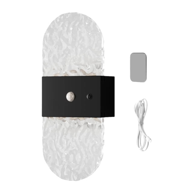 Aplique pared moderno, ajustable, inalámbrico, acrílico, LED, lámpara pared, para noche, escalera, cocina, baño, interior. Negro