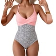 thumbnail image 5 of Women's One Piece Swimsuits Tummy Control Front Cross Bathing Suits V Neck Slimming Tie Back Swimwear Pink XL, 5 of 6