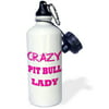 3dRose Crazy Pit Bull Lady, Sports Water Bottle, 21oz