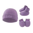 thumbnail image 4 of Gorro para bebé de 1 a 3 piezas, conjunto de calcetines y guantes con letras bordadas, accesorios de fotografía infantil, gorro de regalo para recién nacido, 4 of 4
