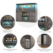 Blotout Farmhouse 75-120 Gallon Fish Tank Stand with Power Outlet, 59Aquarium Stand with Storage/Sliding Barn Door, Heavy Duty Tank Stand for 2 Fish Tank/Reptile Terrarium, 1200lbs Capacity,Gray