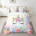 thumbnail image 2 of Erosebridal Dreamy Unicorn Bedding Twin Size, Glitter Galaxy Bedding Sets Twin Size, Rose Flower Decor, Reversible 7pcs, 2 of 5