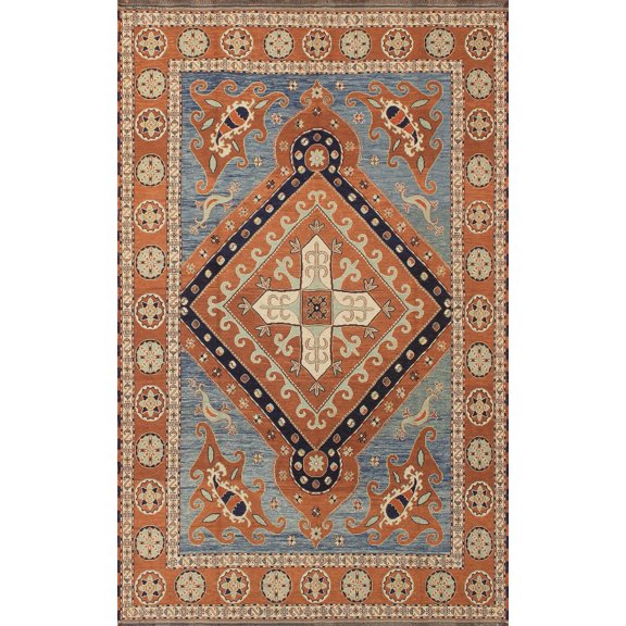 Sumakh Miley Rust/Blue Rug, 6'8" x 10'6"