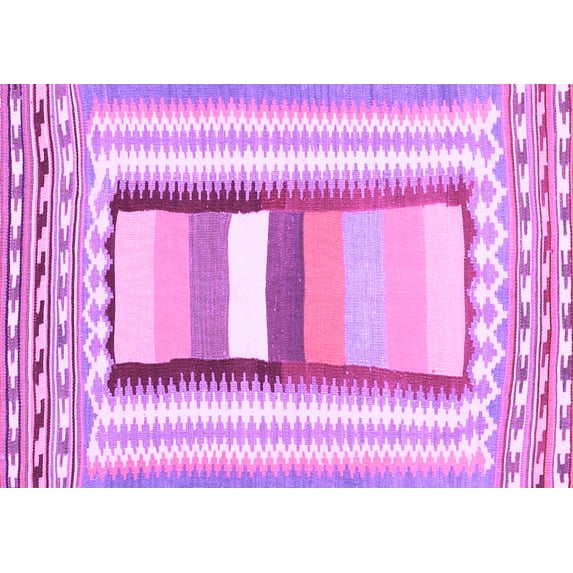 Ahgly Company Indoor Rectangle Abstract Purple Contemporary Area Rugs, 5' x 8'